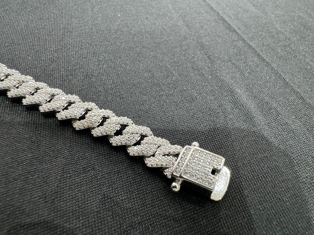 Item 13: Rhodium plated Cuban bracelet with diamonds