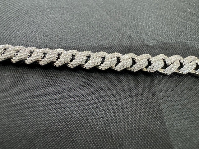 Item 13: Rhodium plated Cuban bracelet with diamonds