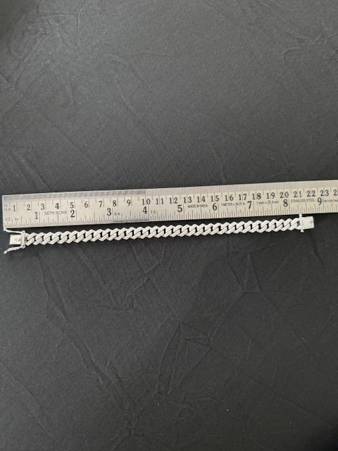 Item 13: Rhodium plated Cuban bracelet with diamonds