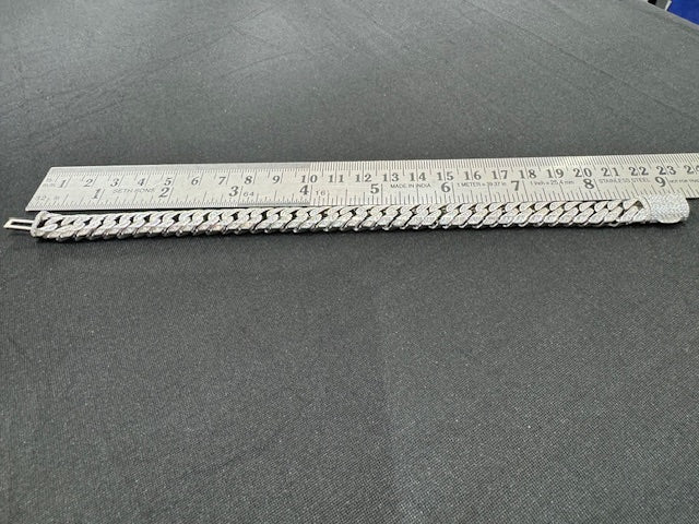 Item 14: Rhodium plated Chunky Cuban Bracelet with Diamonds