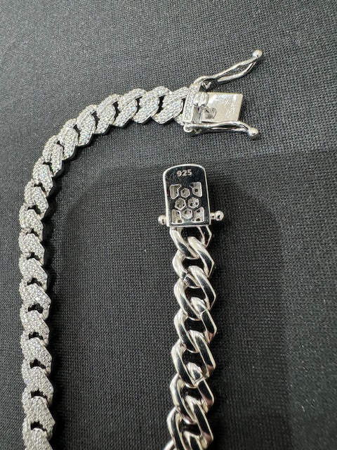 Item 15: Rhodium Plated Cuban Necklace with diamonds