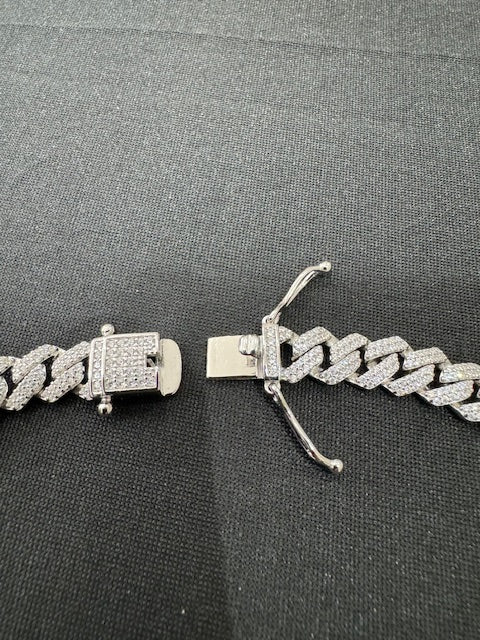 Item 15: Rhodium Plated Cuban Necklace with diamonds