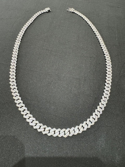 Item 15: Rhodium Plated Cuban Necklace with diamonds