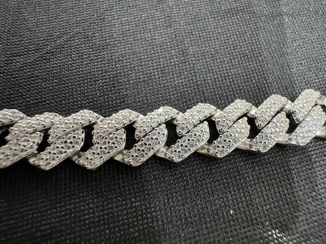 Item 15: Rhodium Plated Cuban Necklace with diamonds