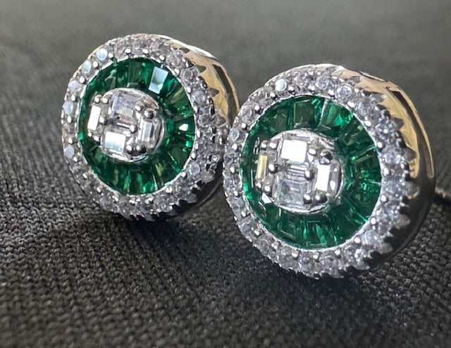 Item 56: Diamond Circular Studs - Emerald