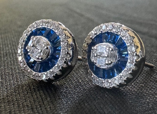 Item 55: Diamond Circular Studs - Sapphire