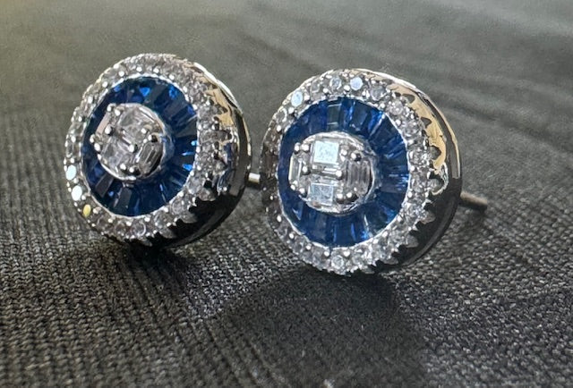 Item 55: Diamond Circular Studs - Sapphire