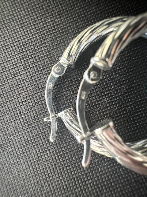 Item 48: Ladies Patterned Silver Hoop