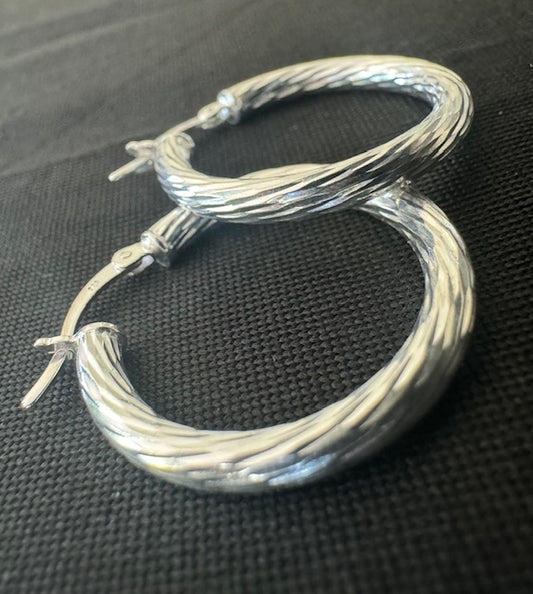 Item 48: Ladies Patterned Silver Hoop