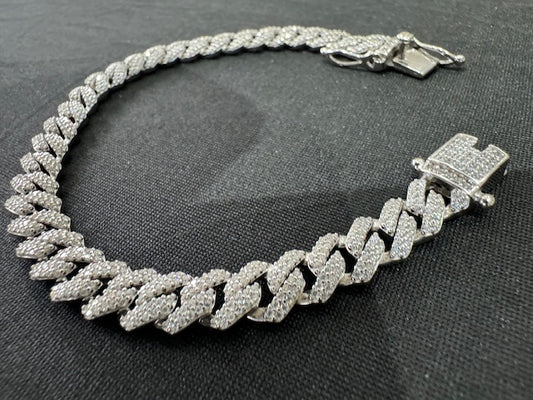Item 13: Rhodium plated Cuban bracelet with diamonds