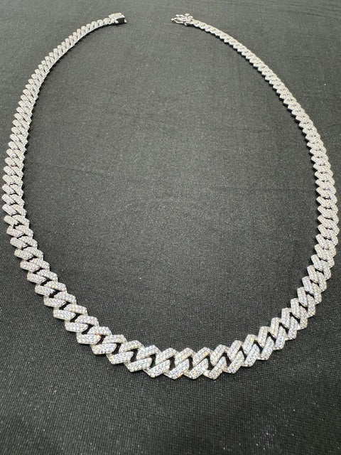 Item 15: Rhodium Plated Cuban Necklace with diamonds