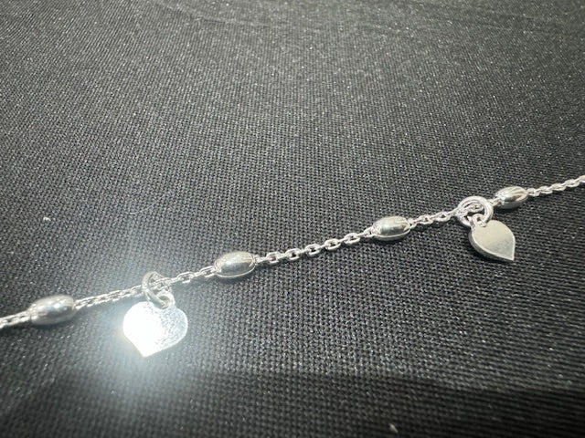 Item 18: Ladies Anklet- Silver Hearts