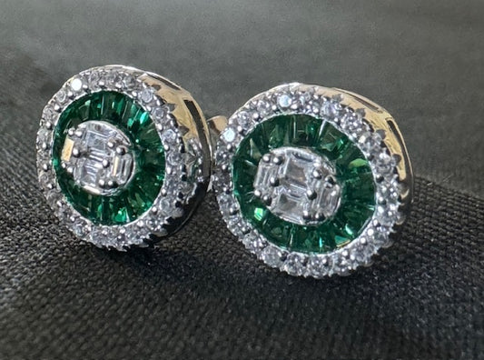 Item 56: Diamond Circular Studs - Emerald