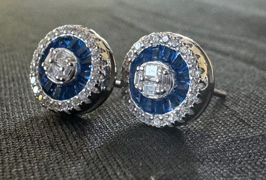 Item 55: Diamond Circular Studs - Sapphire